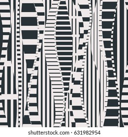 Futuristic abstract shapes seamless pattern. Abstract seamless pattern with discontinue lines.