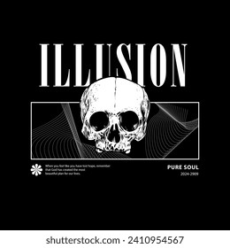 Futuristic abstract skull illusion geometric illustration vector design