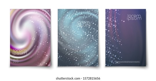 Futuristic abstract space starlight swirl background vector. a4 cover mockup
