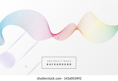 Futuristic abstract spectrum rainbow gradient dot wave line vector with Memphis on white background, dotted digital dynamic elegant flow, technology concept for web, poster, card print design template