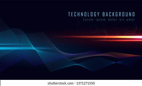 Futuristic Abstract speed technology background stripes lines with blue and orange speed light - Vector