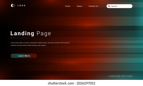 Futuristische abstrakte Streifen Farbverlauf-Vorlage für Orangefarbene grüne Landing Page