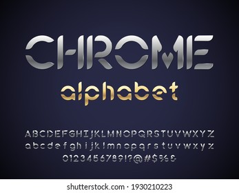 futuristic abstract style alphabet design with uppercase, lowercase, numbers and symbols