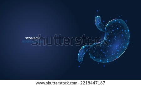 Futuristic abstract symbol of the human stomach. Gastritis ulcer and heartburn treatment concept. Low poly geometric 3d wallpaper background vector illustration.