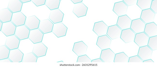 Futuristic abstract tech white 3D hexagon background. Medicine and biotechnology. Vector stock illustration.