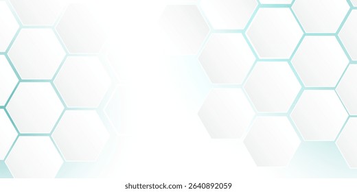Futuristic abstract tech white 3D hexagon background. Medicine and biotechnology. Vector stock illustration.