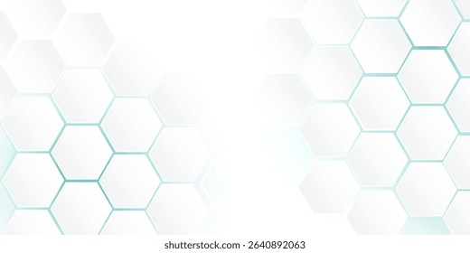 Futuristic abstract tech white 3D hexagon background. Medicine and biotechnology. Vector stock illustration.