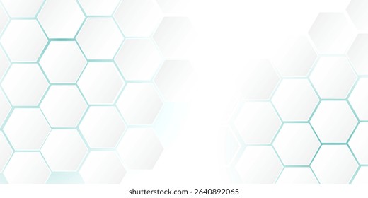 Futuristic abstract tech white 3D hexagon background. Medicine and biotechnology. Vector stock illustration.