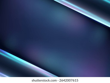 futuristic abstract technology background featuring dark blue space with glowing stripes and vibrant purple angular edges, modern digital design, corporate presentations, and sci-fi themes