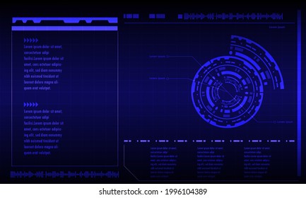 Futuristic abstract technology background. Icon symbol circuit. Vector and illustration. Sci-fi futuristic HUD lock dashboard display virtual reality technology screen background.