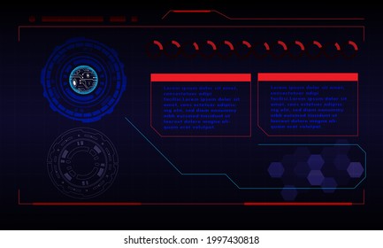 Futuristic abstract technology background. Icon symbol circuit. Vector and illustration. Sci-fi futuristic HUD lock dashboard display virtual reality technology screen background.