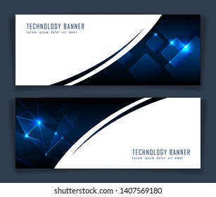 Futuristic Abstract technology banner set with both square and triangulate geometric shape , Vector illustration