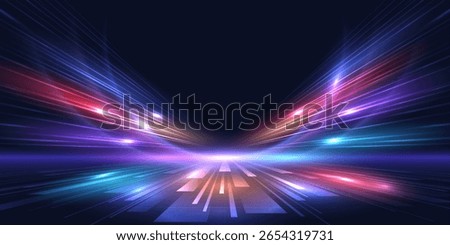 Futuristic abstract technology and communication background with high-speed dynamic light trails. Vector eps10.