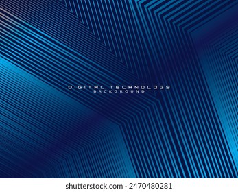 Futuristic abstract technology shining gradient blue light lines with modern stripes pattern dark blue background. Vector minimal line background with text for social media covers, headers, etc.	