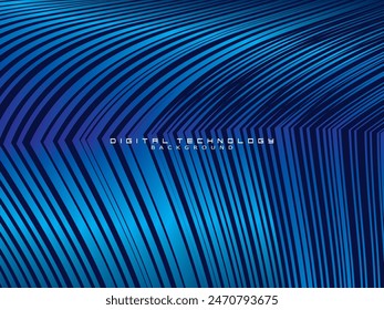 Futuristic abstract technology shining gradient blue light lines with modern stripes pattern dark blue background. Vector minimal line background with text for social media covers, headers, etc.