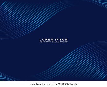 Tecnología abstracta futurista brillante gradiente de líneas de luz azul con moderno patrón de rayas de fondo azul oscuro. Vector de fondo de línea mínima con texto para portadas de redes sociales, encabezados, etc.