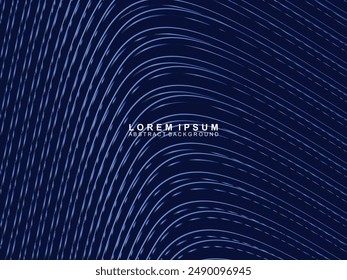 Futuristic abstract technology shining gradient blue light lines with modern stripes pattern dark blue background. Vector minimal line background with text for social media covers, headers, etc.