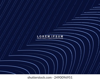 Futuristic abstract technology shining gradient blue light lines with modern stripes pattern dark blue background. Vector minimal line background with text for social media covers, headers, etc.