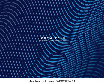 Futuristische abstrakte Technologie glänzende Gradienten blaue helle Linien mit modernen Streifen Muster dunkelblauen Hintergrund. Vektorgrafik Minimaler Zeilenhintergrund mit Text für Social Media Cover, Header, etc.