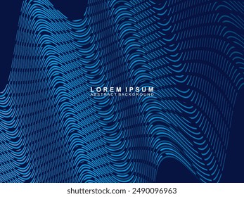 Futuristic abstract technology shining gradient blue light lines with modern stripes pattern dark blue background. Vector minimal line background with text for social media covers, headers, etc.