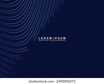 Tecnología abstracta futurista brillante gradiente de líneas de luz azul con moderno patrón de rayas de fondo azul oscuro. Vector de fondo de línea mínima con texto para portadas de redes sociales, encabezados, etc.