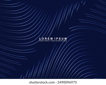 Futuristic abstract technology shining gradient blue light lines with modern stripes pattern dark blue background. Vector minimal line background with text for social media covers, headers, etc.
