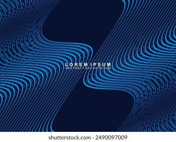 Futuristic abstract technology shining gradient blue light lines with modern stripes pattern dark blue background. Vector minimal line background with text for social media covers, headers, etc.