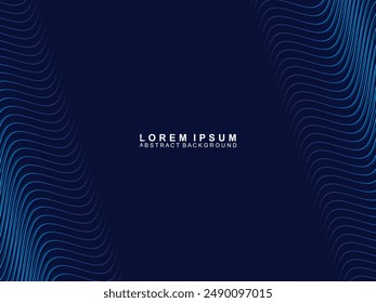 Futuristic abstract technology shining gradient blue light lines with modern stripes pattern dark blue background. Vector minimal line background with text for social media covers, headers, etc.