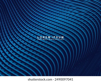 Futuristic abstract technology shining gradient blue light lines with modern stripes pattern dark blue background. Vector minimal line background with text for social media covers, headers, etc.