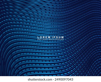 Futuristic abstract technology shining gradient blue light lines with modern stripes pattern dark blue background. Vector minimal line background with text for social media covers, headers, etc.