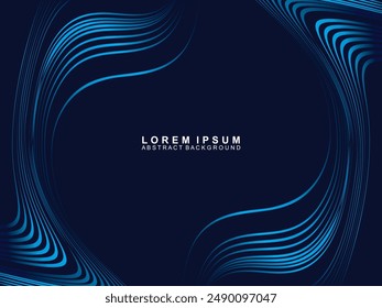 Futuristic abstract technology shining gradient blue light lines with modern stripes pattern dark blue background. Vector minimal line background with text for social media covers, headers, etc.