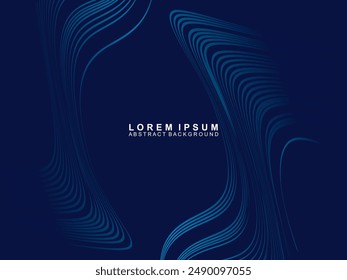 Tecnología abstracta futurista brillante gradiente de líneas de luz azul con moderno patrón de rayas de fondo azul oscuro. Vector de fondo de línea mínima con texto para portadas de redes sociales, encabezados, etc.