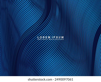 Futuristic abstract technology shining gradient blue light lines with modern stripes pattern dark blue background. Vector minimal line background with text for social media covers, headers, etc.