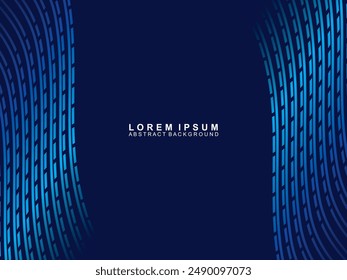 Futuristic abstract technology shining gradient blue light lines with modern stripes pattern dark blue background. Vector minimal line background with text for social media covers, headers, etc.