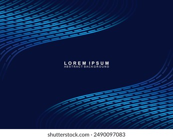 Futuristic abstract technology shining gradient blue light lines with modern stripes pattern dark blue background. Vector minimal line background with text for social media covers, headers, etc.