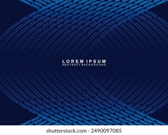Futuristic abstract technology shining gradient blue light lines with modern stripes pattern dark blue background. Vector minimal line background with text for social media covers, headers, etc.