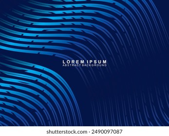 Futuristic abstract technology shining gradient blue light lines with modern stripes pattern dark blue background. Vector minimal line background with text for social media covers, headers, etc.