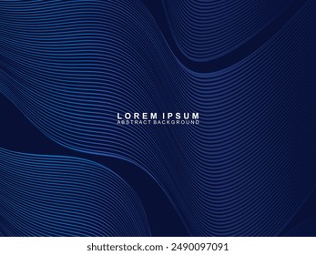 Futuristic abstract technology shining gradient blue light lines with modern stripes pattern dark blue background. Vector minimal line background with text for social media covers, headers, etc.