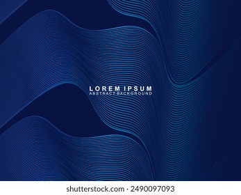 Futuristic abstract technology shining gradient blue light lines with modern stripes pattern dark blue background. Vector minimal line background with text for social media covers, headers, etc.
