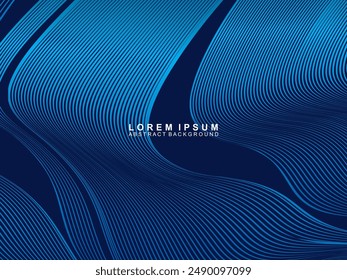 Futuristic abstract technology shining gradient blue light lines with modern stripes pattern dark blue background. Vector minimal line background with text for social media covers, headers, etc.