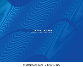 Futuristic abstract technology shining gradient blue light lines with modern stripes pattern dark blue background. Vector minimal line background with text for social media covers, headers, etc.