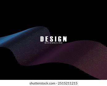 Futuristic abstract technology shining gradient blue light lines on modern line pattern black background. Vector minimal line background with text for social media covers, headers, etc.