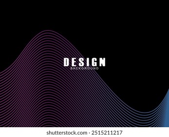 Tecnologia abstrata futurista brilhando linhas de luz azul gradiente no plano de fundo preto de padrão de linha moderno. Fundo de linha mínimo de vetor com texto para capas de mídia social, cabeçalhos, etc.