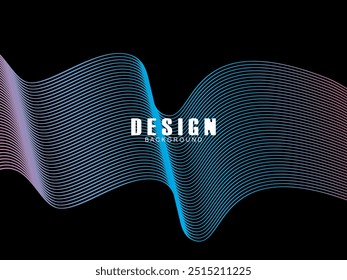 Futuristic abstract technology shining gradient blue light lines on modern line pattern black background. Vector minimal line background with text for social media covers, headers, etc.