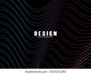 Tecnologia abstrata futurista brilhando linhas de luz azul gradiente no plano de fundo preto de padrão de linha moderno. Fundo de linha mínimo de vetor com texto para capas de mídia social, cabeçalhos, etc.