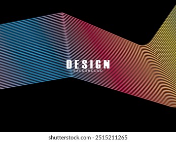Tecnología abstracta futurista que brilla líneas de luz azul degradado sobre fondo negro de patrón de línea moderno. Fondo de línea mínima de Vector con texto para portadas de redes sociales, encabezados, etc.