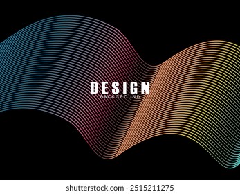 Futuristic abstract technology shining gradient blue light lines on modern line pattern black background. Vector minimal line background with text for social media covers, headers, etc.