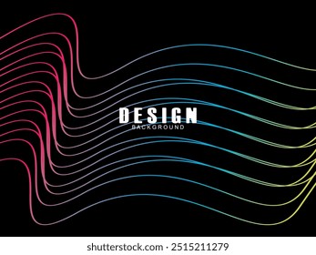 Tecnología abstracta futurista que brilla líneas de luz azul degradado sobre fondo negro de patrón de línea moderno. Fondo de línea mínima de Vector con texto para portadas de redes sociales, encabezados, etc.