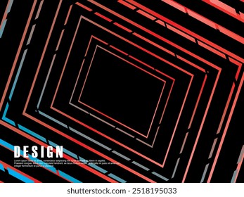 Tecnologia abstrata futurista brilhando linhas de luz gradiente com linhas modernas padrão fundo preto. Fundo de linha mínimo de vetor com texto para capas de mídia social, cabeçalhos, etc.