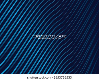 Futuristic abstract technology shining gradient blue light lines on modern line pattern blue background. Vector minimal line background with text for social media covers, headers, etc.
